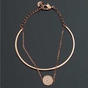 Swarovski Ginger Swan Signed Bangle Rose Gold Tone Plated Crystal Bracelet